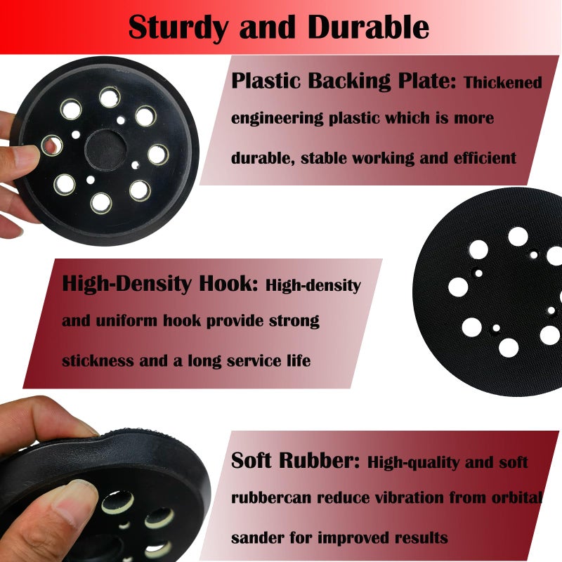 Tockrop 5" Universal Replacement Sander Pad for Ryobi RS290, RS240, RS280, Ridgid R2600, R2601, Craftsman 315112170, 315116940 ROS Sander - 5 Inch 8 Hole Hook and Loop Sanding Pad - Image 3